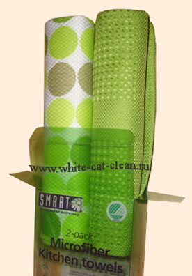 Компания «Здоровая уборка» : Комплект «Блеск» из двух кухонных полотенец размером 40х60 см: полотенца для ценной посуды и полотенца «Нежность» (цвет зеленый, фиолетовый)  - Есть в наличии!